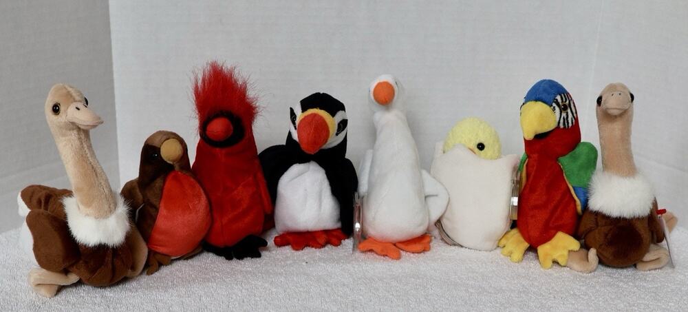 Ty Beanie Babies Bird Lot of 8 Stretch Early Gracie Eggbert Mac Puffer